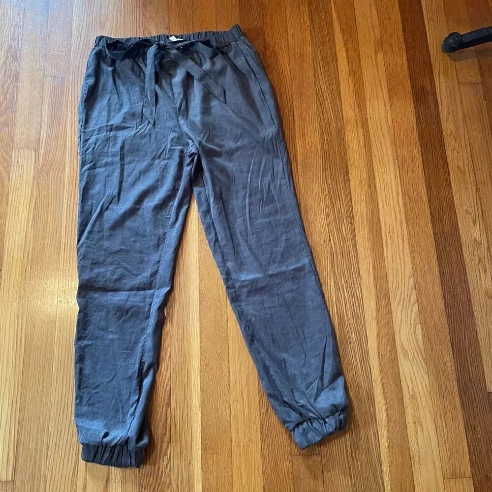 EASEL | gray lightweight tie waist casual pants S